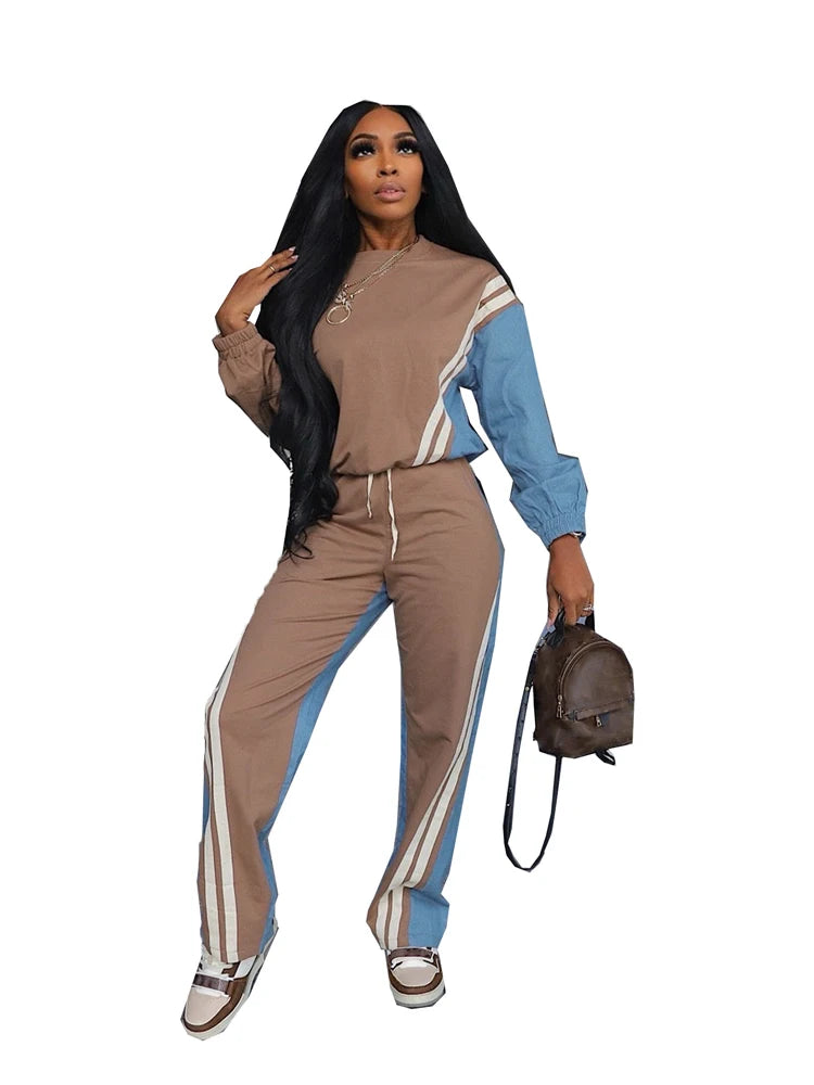 Sporty Statement: Women's 2025 Fall Color Block Sweatsuit