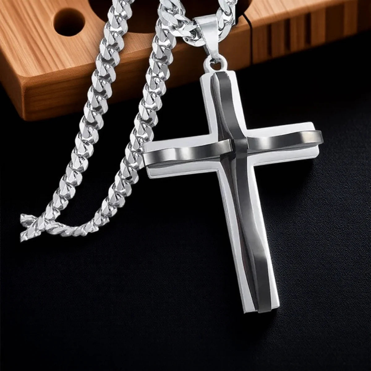 Faith Meets Flesh: Men's Hip Hop Cross Pendant Necklace
