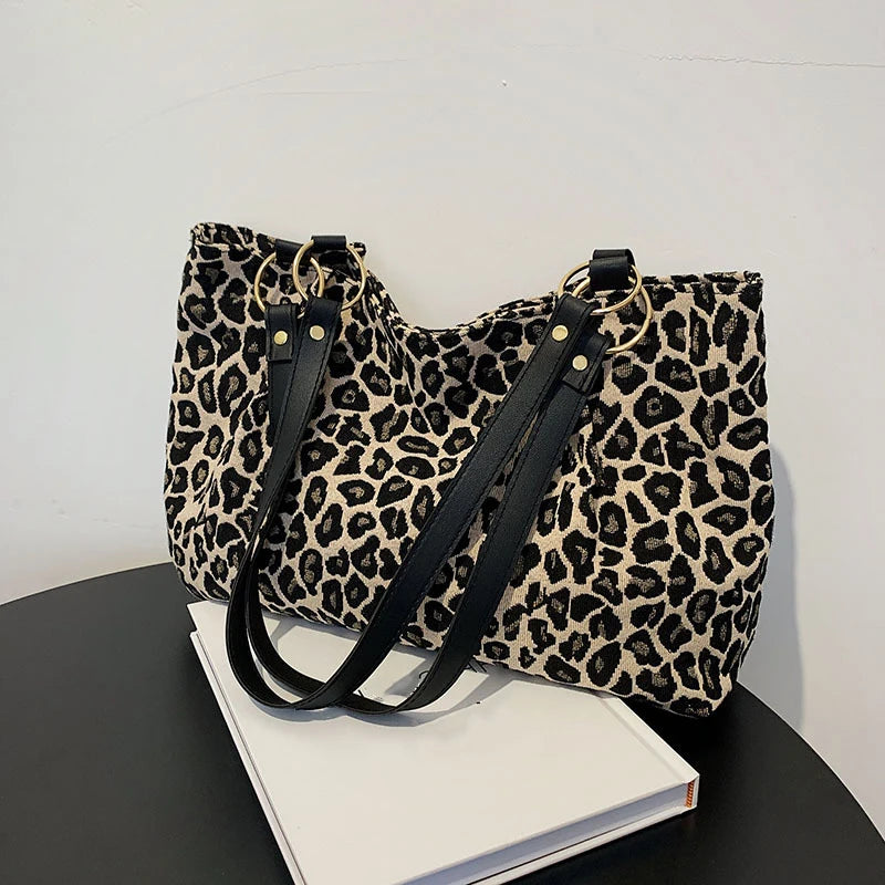 Large Capacity Leopard Canvas Tote Bag
