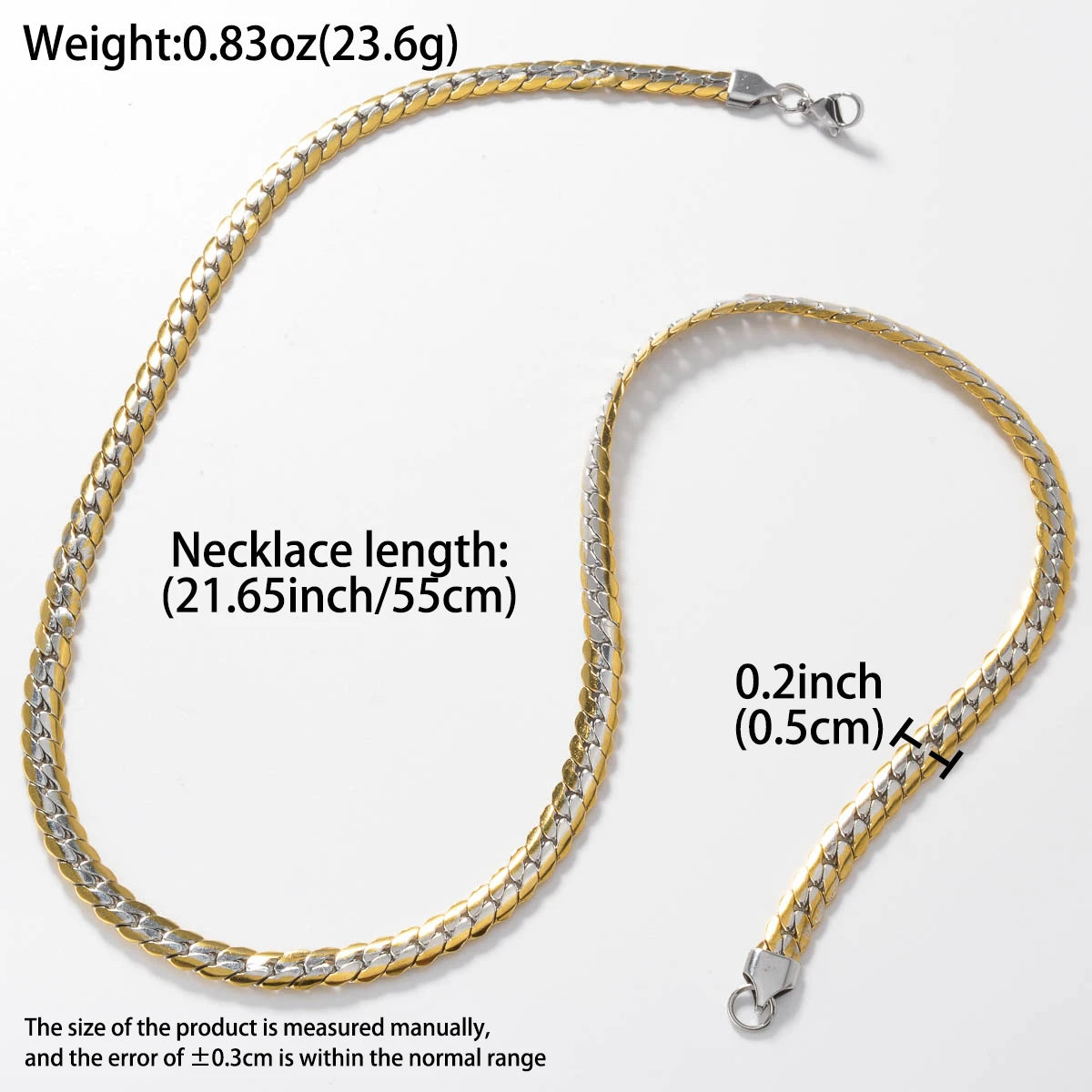 Sinuous Edge Unisex Stainless Steel Snake Chain Necklace | Waterproof Flat Chain