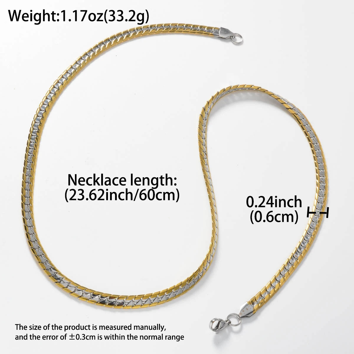 Sinuous Edge: Unisex Stainless Steel Snake Chain Necklace