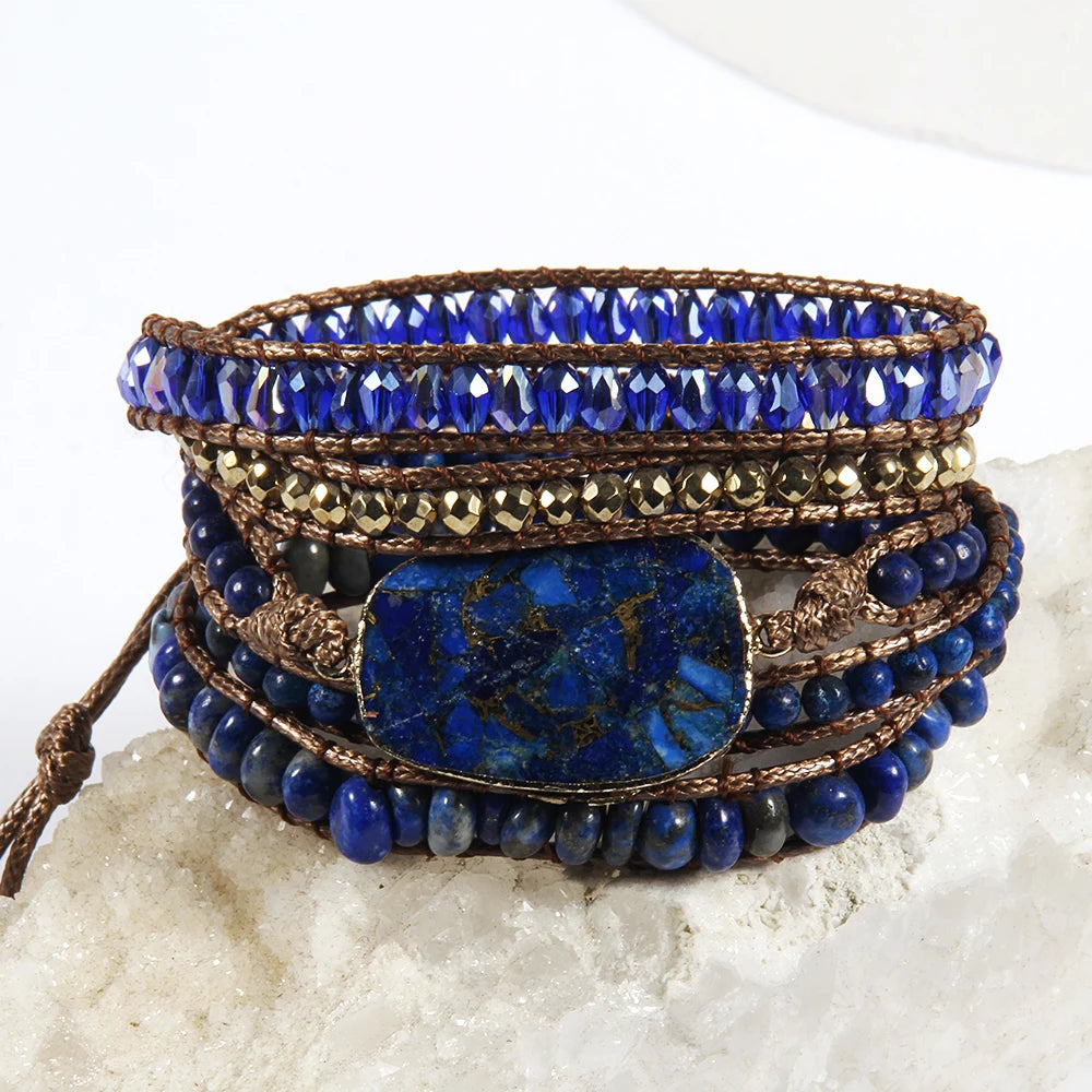 Women Gift New Designer Boho Bracelet Handmade Mixed Natural Stones Charm 5 Strands Wrap Bracelets Women Jewelry