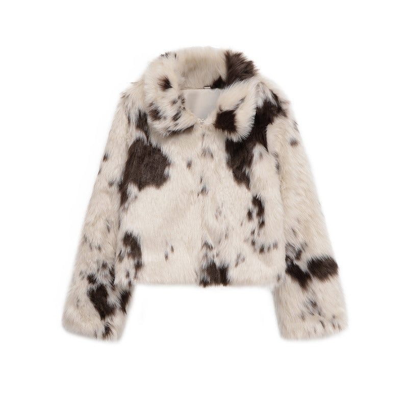 Women's Animal Print Faux Fur Coat | Elegant Leopard Print Winter Overcoat