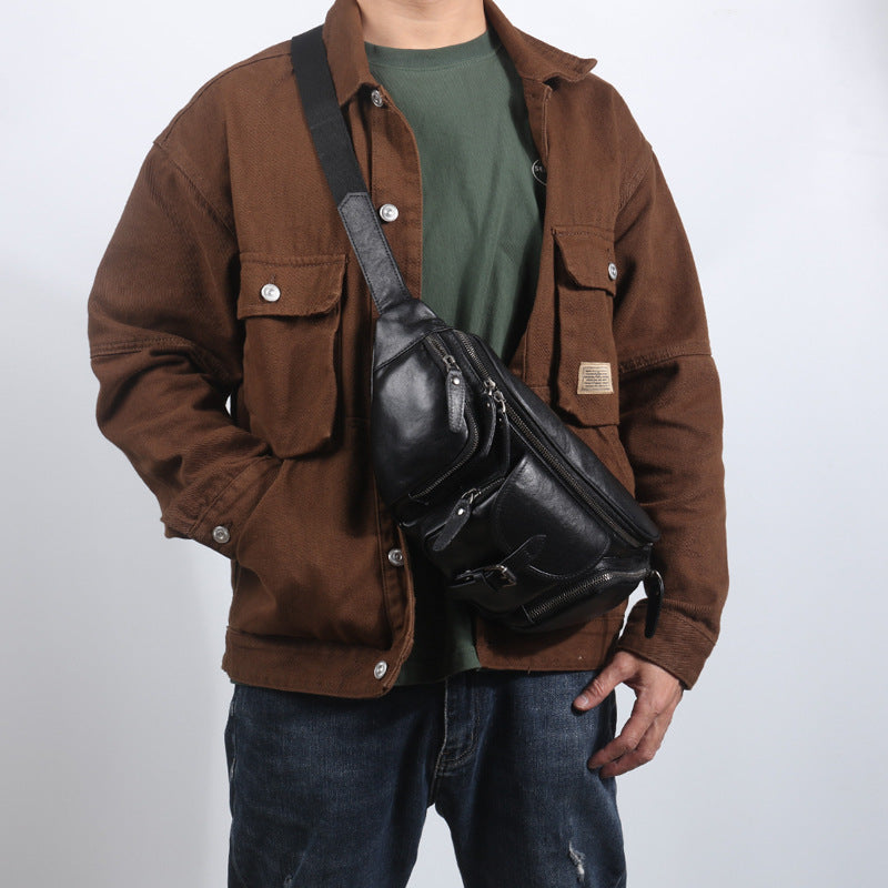 Urban Edge: First Layer Cowhide Slanted Chest Bag
