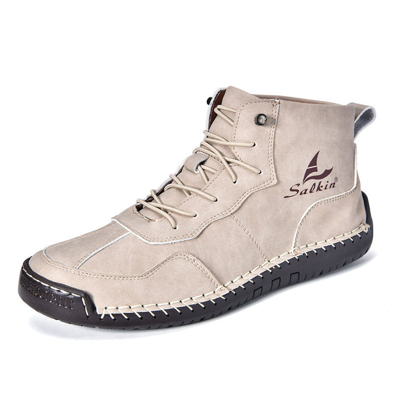 Timeless Tread – Men’s Leather Low-Top Retro Casual Boots