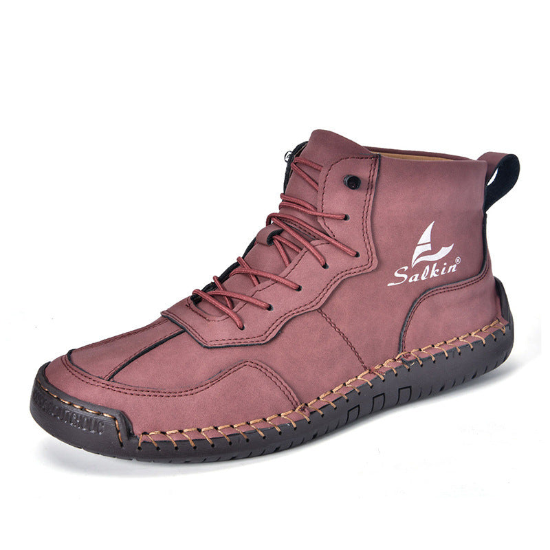 Timeless Tread – Men’s Leather Low-Top Retro Casual Boots