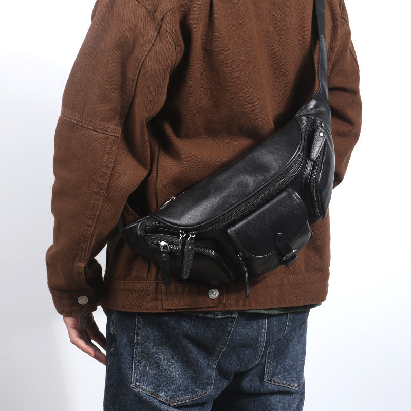 Urban Edge: First Layer Cowhide Slanted Chest Bag