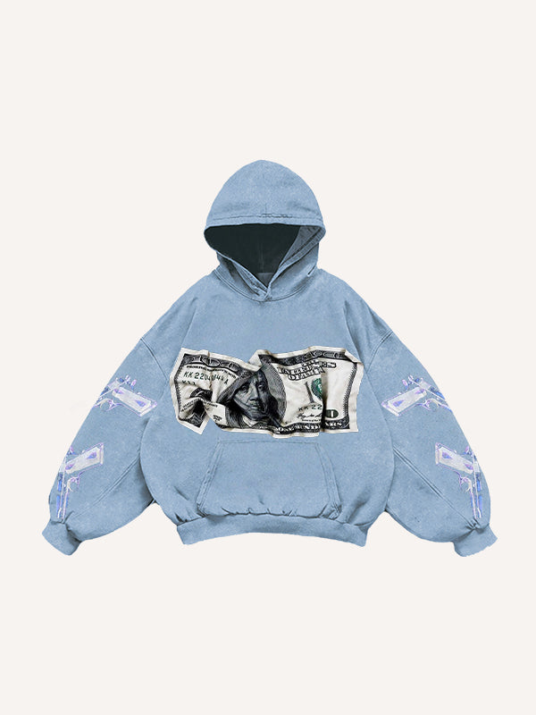 100 Dollar Bill Printed Sweater | Graphic Cash Pullover