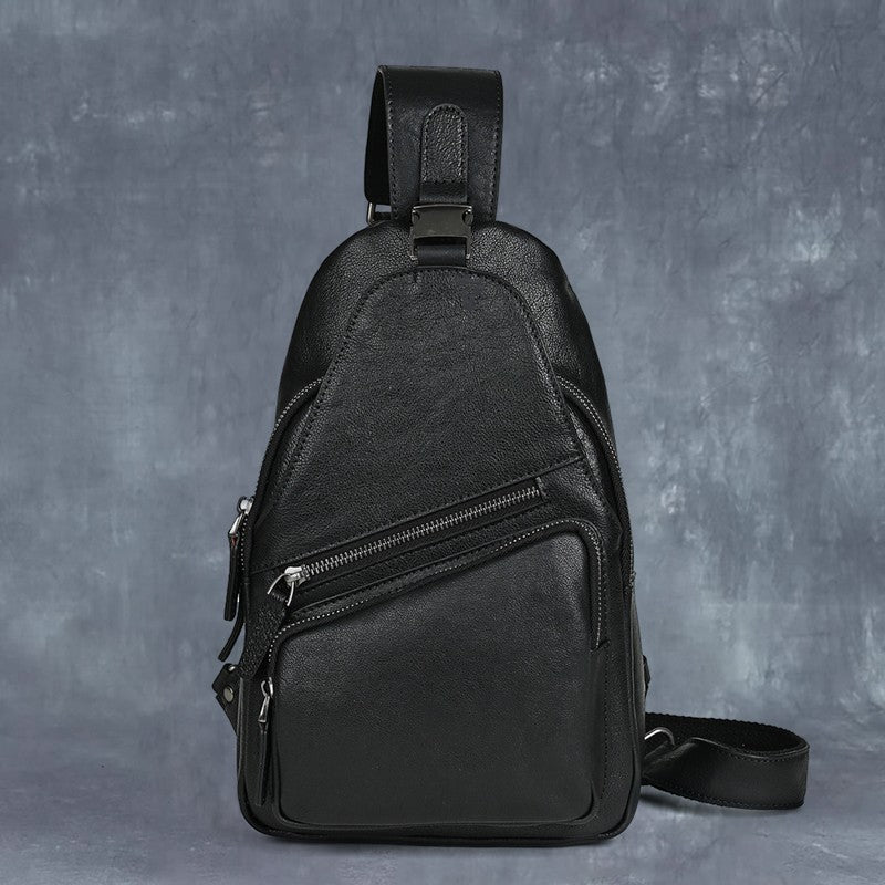 Men's Crossbody Genuine Leather Retro Hand-Rubbed Large Capacity Messenger Bag