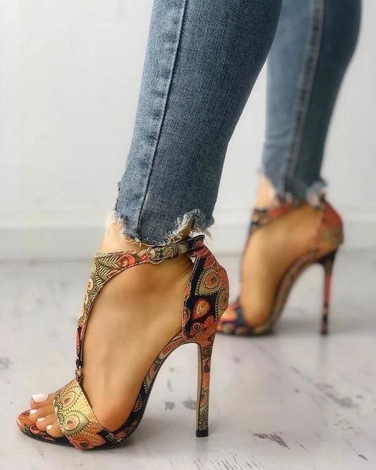 Statement-Making Printed Stiletto Sandals – Stunning Women’s High Heels