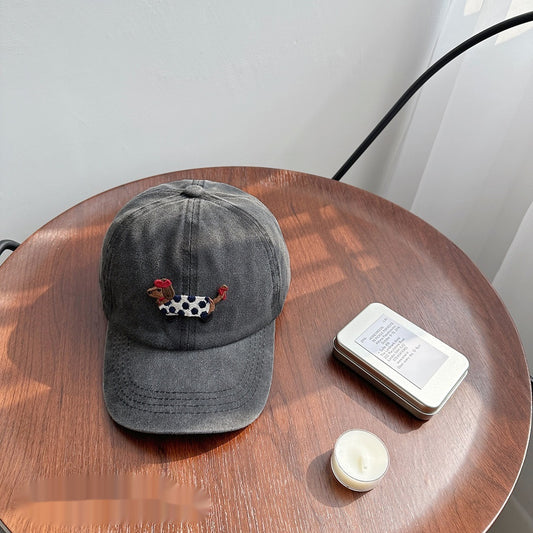 Washed Distressed Baseball Cap For Women