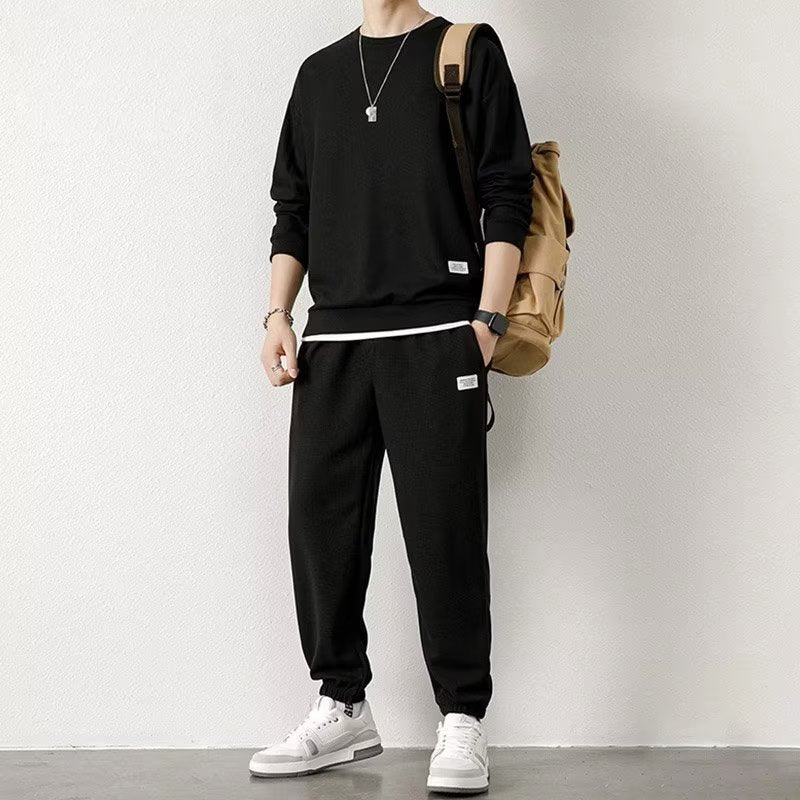 Men's Waffle Knit Leisure Set | Long Sleeve Sports Suit
