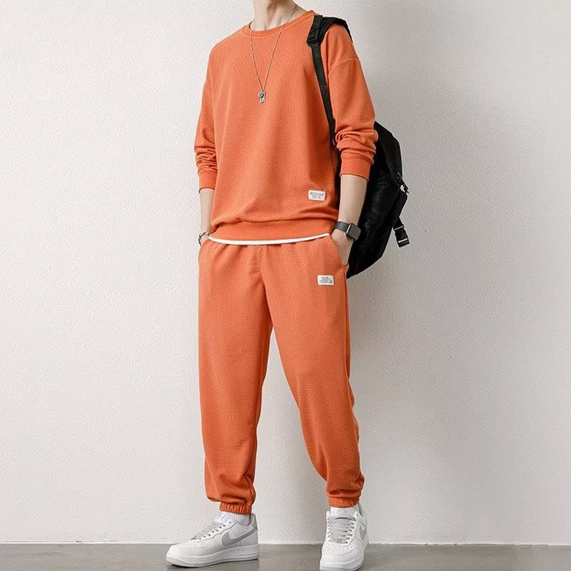 Men's Waffle Knit Leisure Set | Long Sleeve Sports Suit