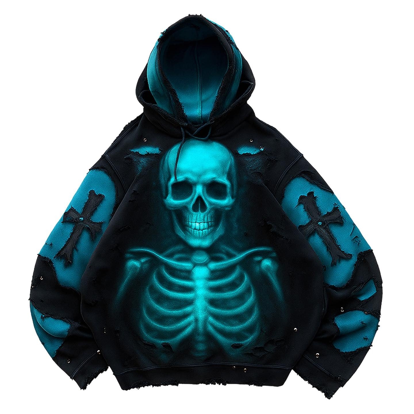Fashion Skeleton Printed Sweater | Graphic Poly Pullover