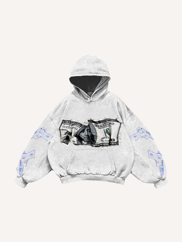 100 Dollar Bill Printed Sweater | Graphic Cash Pullover