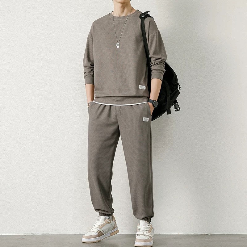 Men's Waffle Knit Leisure Set | Long Sleeve Sports Suit