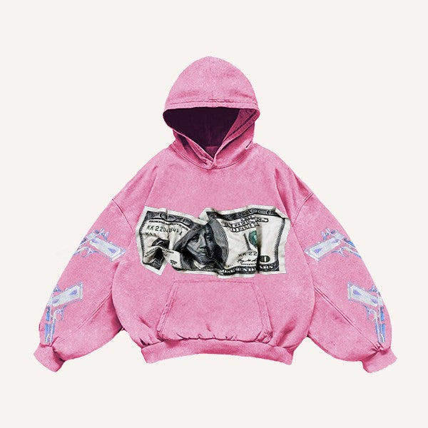 100 Dollar Bill Printed Sweater | Graphic Cash Pullover