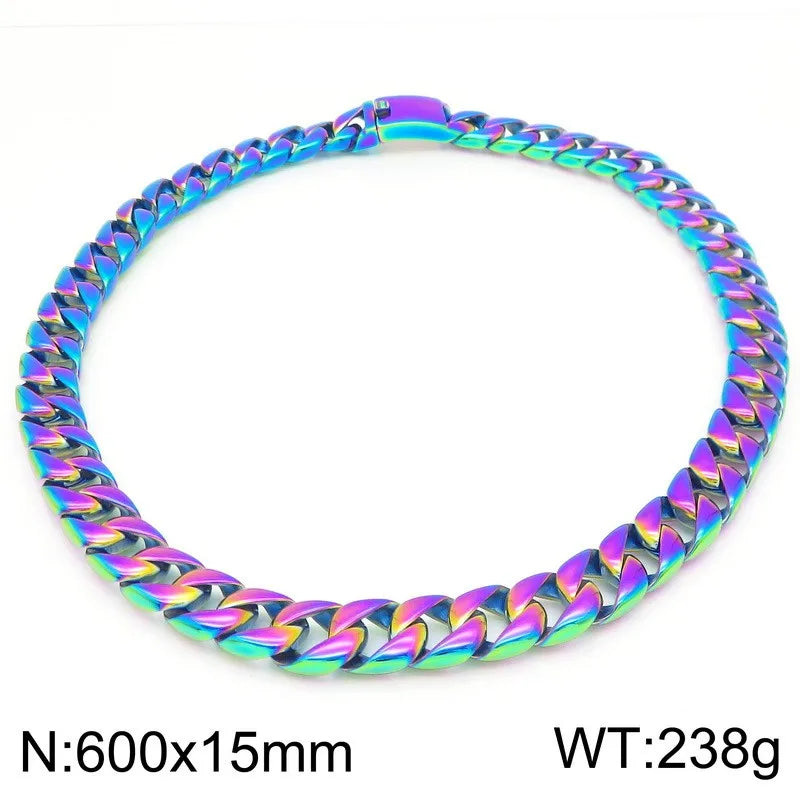 24-Inch Heavy Cuban Link Necklace | 15mm Bold Stainless Steel Chain