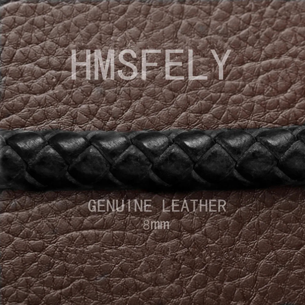 HMSFELY 8mm Red & Black Braided Leather Cord