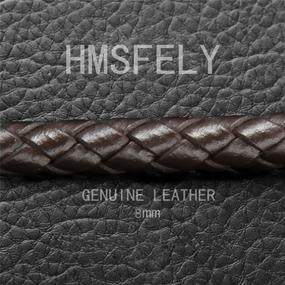 HMSFELY 8mm Red & Black Braided Leather Cord