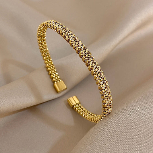 Vintage Golden Stainless Steel Weave Bracelets
