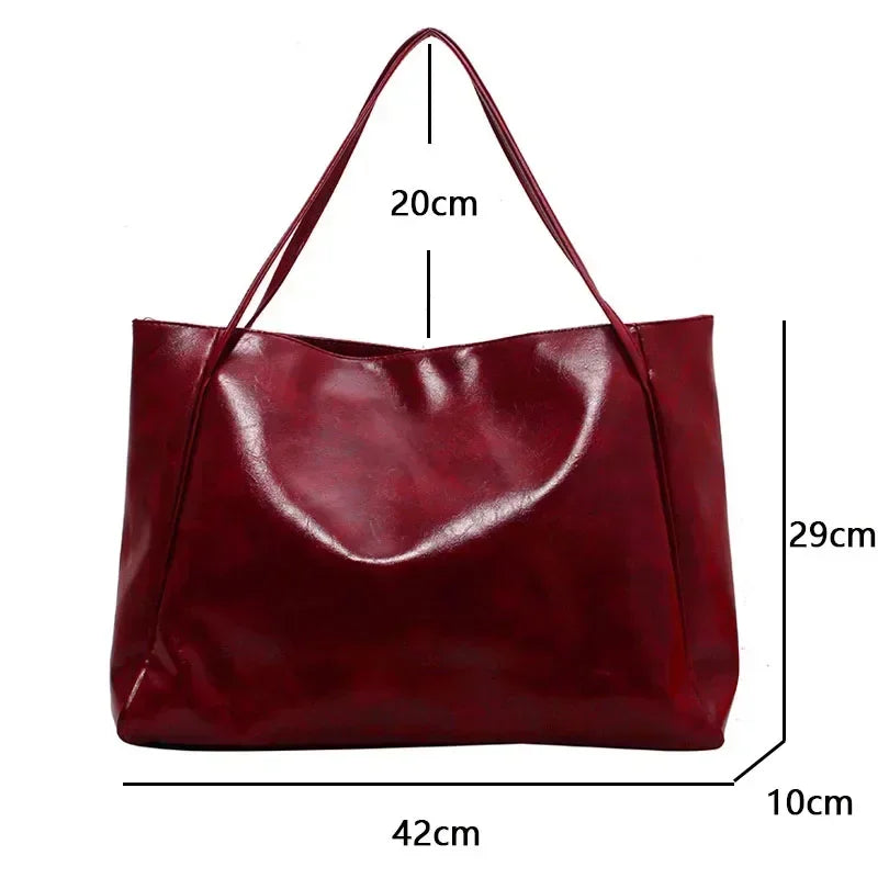 Women Casual Shoulder & Hand Tote Bag Fashion Underarm Pouch Large Capacity Soft Pu Leather Shoulder Bag Retro Crossbody Bag Casual Portable BucketBags