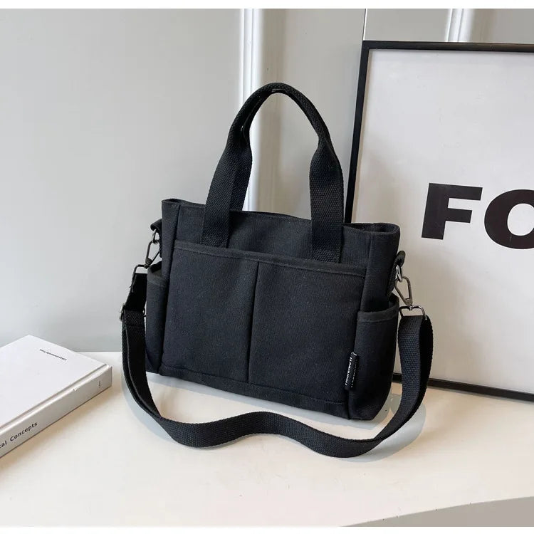 Women's Bag Multiple Pockets Shoulder Bag Large Capacity Canvas Tote Handbag For Women Daily Commuting Shopping Bag
