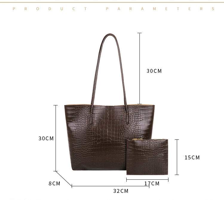 Woman Tote Bags Large Capacity Shopper Designer Handbags For Women Fashion Stone PU Leather Casual Luxury Shoulder Women's Bags