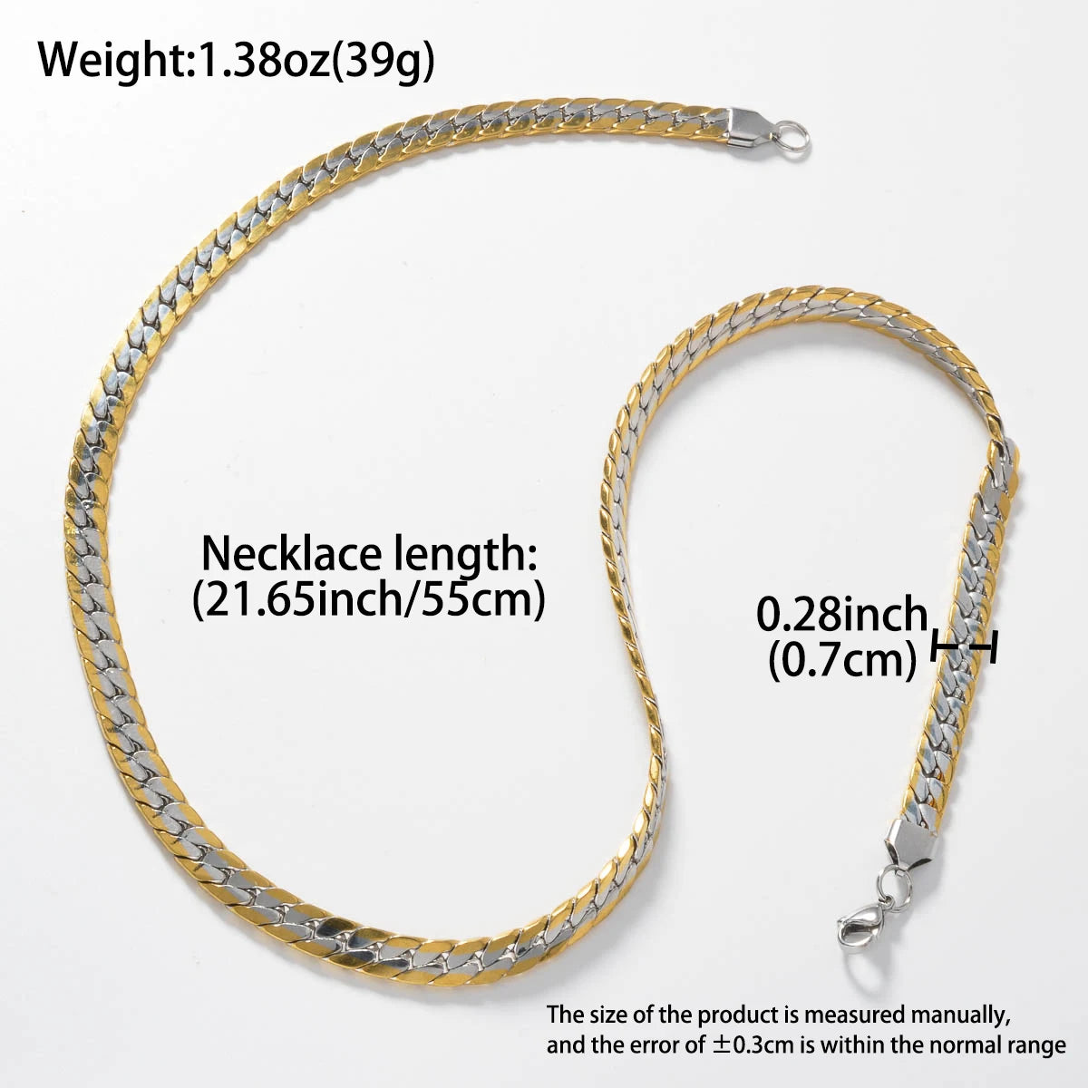 Sinuous Edge: Unisex Stainless Steel Snake Chain Necklace