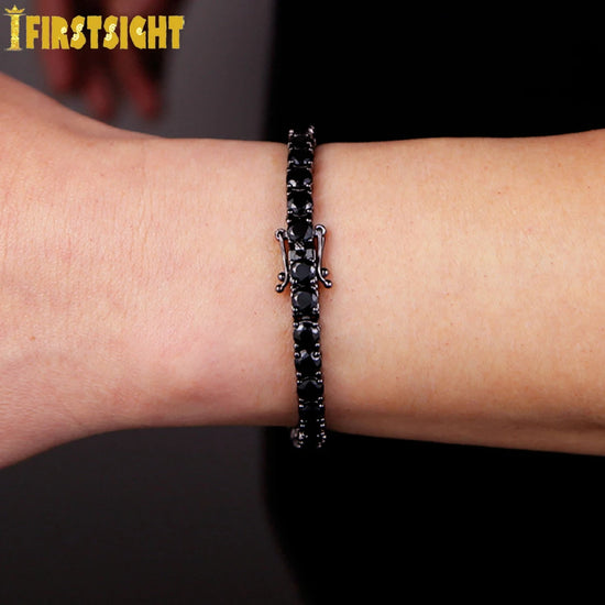 Iced Out Black Cubic Zirconia Tennis Chain Bracelet