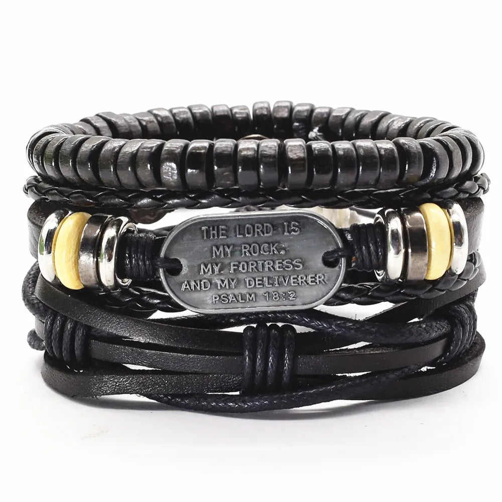 WESTBULL 3-Piece Multi-Layer Leather Bracelet Set for Men