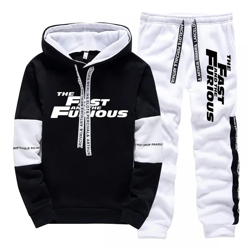 Men’s Autumn/Winter Hooded Sweatsuit | Warm Fleece Tracksuit 2-Piece Set