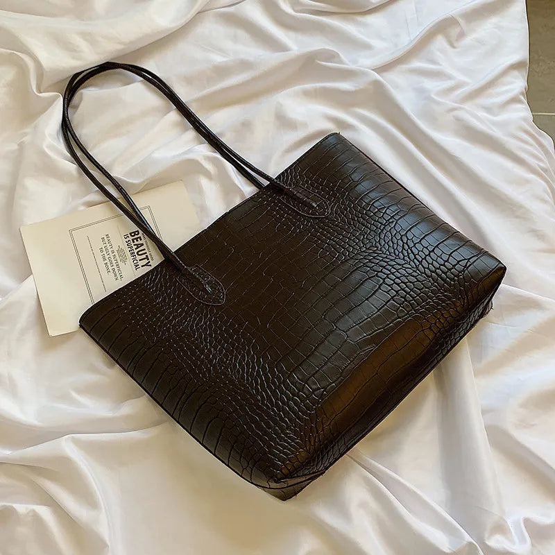 Woman Tote Bags Large Capacity Shopper Designer Handbags For Women Fashion Stone PU Leather Casual Luxury Shoulder Women's Bags