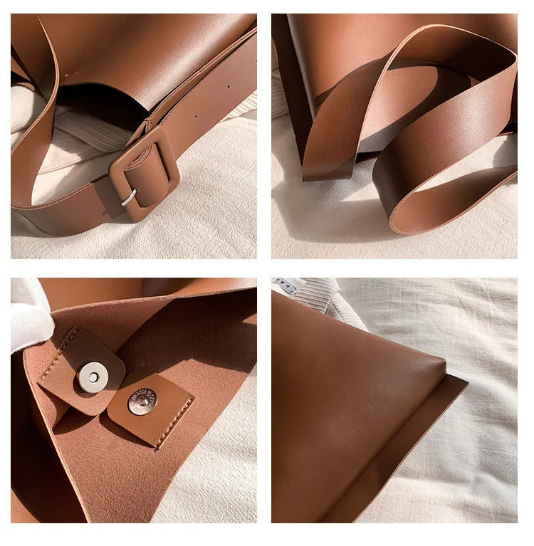 Tote Bag Women's Retro Soft Leather Underarm Bags 2023 New Autumn Winter Large Capacity Commute Bucket Shoulder Bags Trend