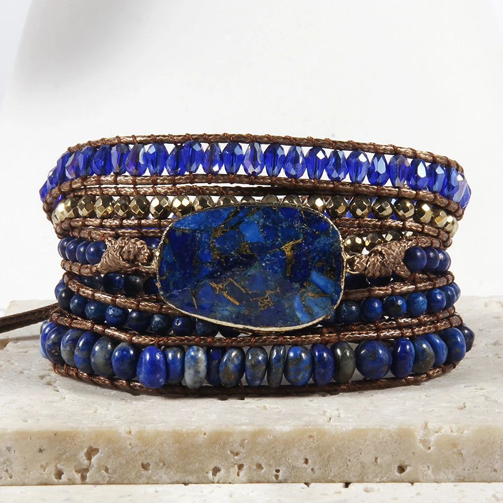Women Gift New Designer Boho Bracelet Handmade Mixed Natural Stones Charm 5 Strands Wrap Bracelets Women Jewelry