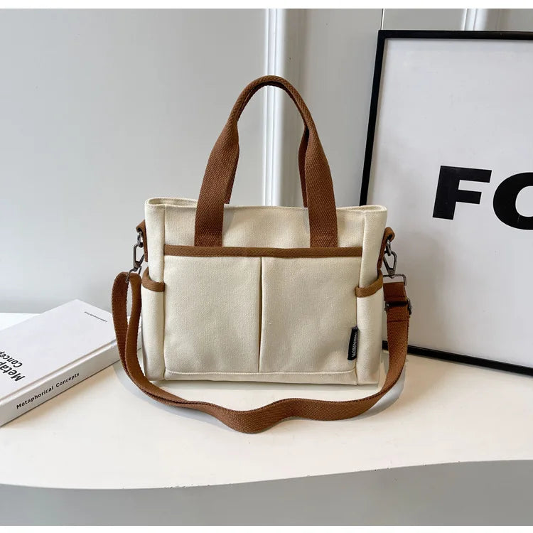 Women's Bag Multiple Pockets Shoulder Bag Large Capacity Canvas Tote Handbag For Women Daily Commuting Shopping Bag