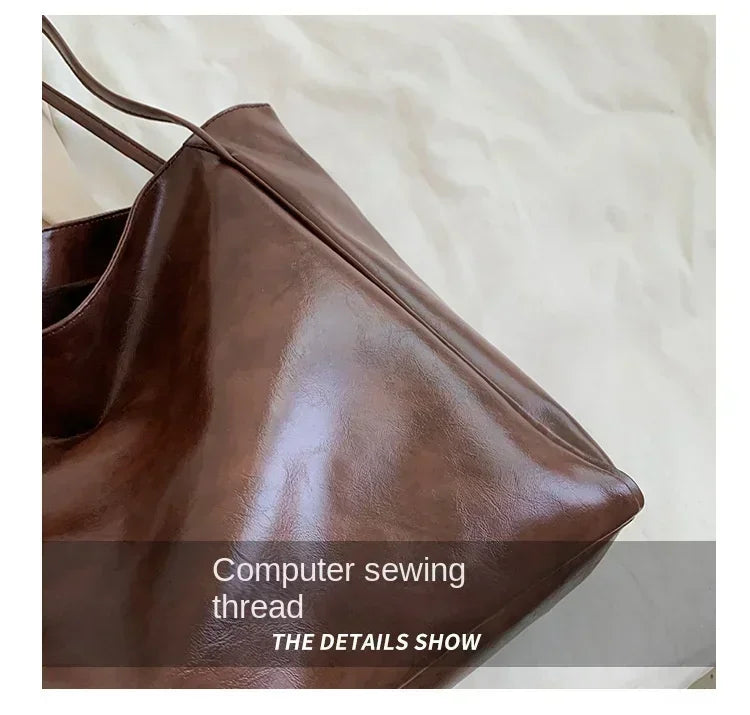 Women Casual Shoulder & Hand Tote Bag Fashion Underarm Pouch Large Capacity Soft Pu Leather Shoulder Bag Retro Crossbody Bag Casual Portable BucketBags