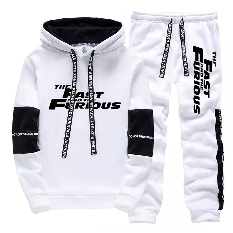 Men’s Autumn/Winter Hooded Sweatsuit | Warm Fleece Tracksuit 2-Piece Set