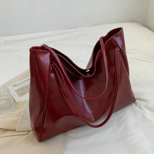 Women Casual Shoulder & Hand Tote Bag Fashion Underarm Pouch Large Capacity Soft Pu Leather Shoulder Bag Retro Crossbody Bag Casual Portable BucketBags