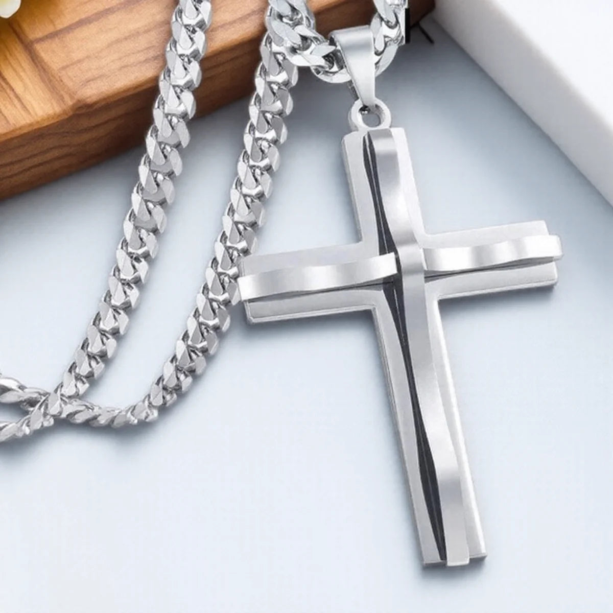 Faith Meets Flesh: Men's Hip Hop Cross Pendant Necklace