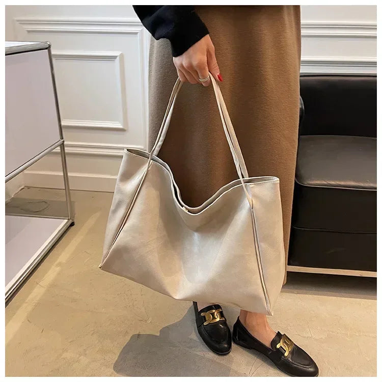 Women Casual Shoulder & Hand Tote Bag Fashion Underarm Pouch Large Capacity Soft Pu Leather Shoulder Bag Retro Crossbody Bag Casual Portable BucketBags