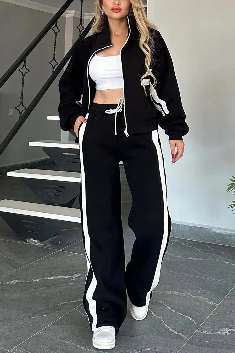 Y2K Revival Women’s Striped Crop Top & Wide Leg Pants Set | Trendy Retro Streetwear
