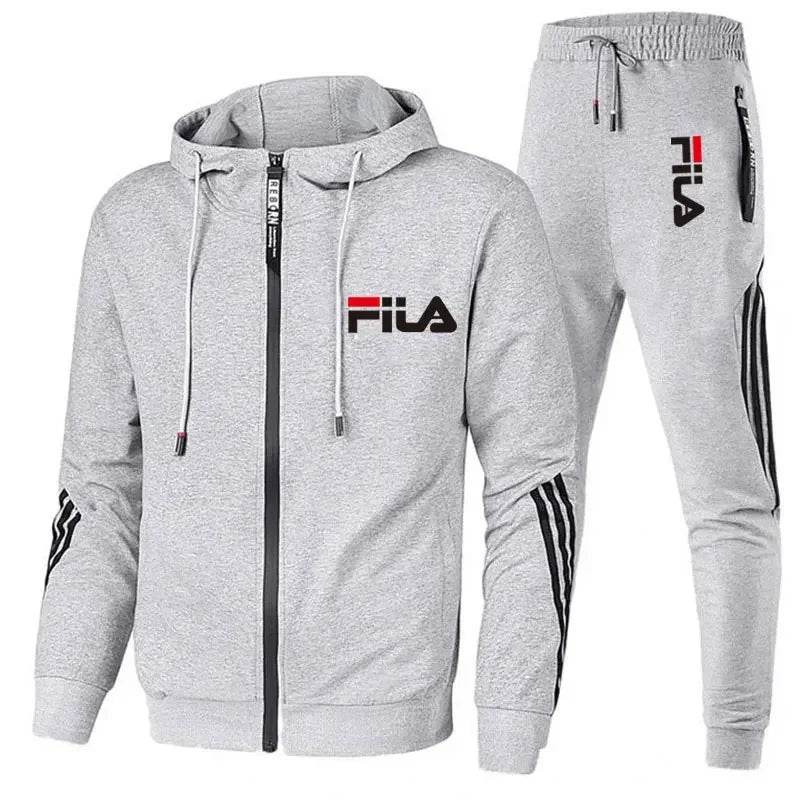 Men's Fashionable Spring and Autumn Casual Zip-Up Jacket + Pants Jogging Set