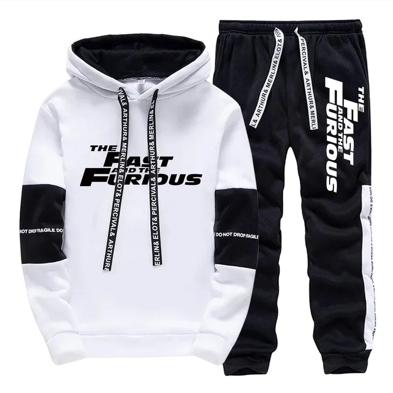 Men’s Autumn/Winter Hooded Sweatsuit | Warm Fleece Tracksuit 2-Piece Set
