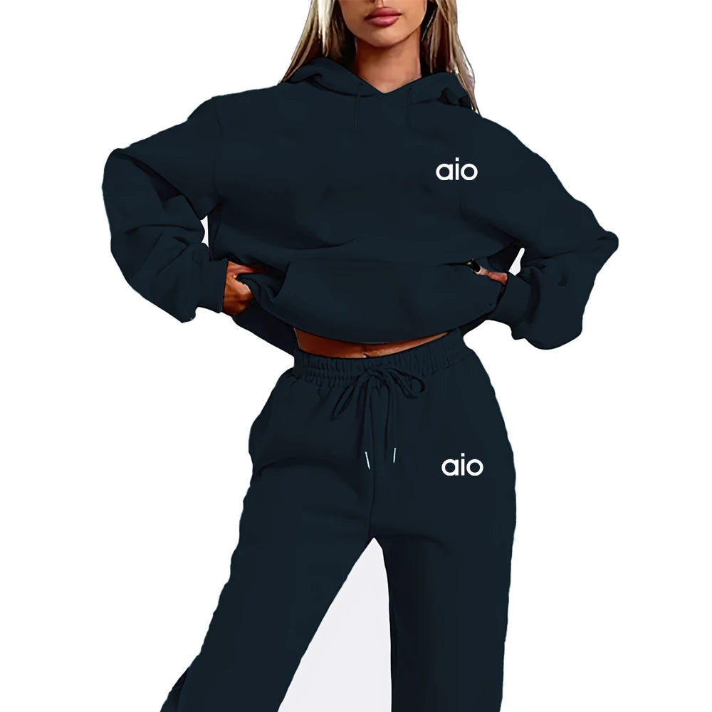 💋 Women’s Monochrome Hooded Set | Trendy Techwear Tracksuit & Jogger Set