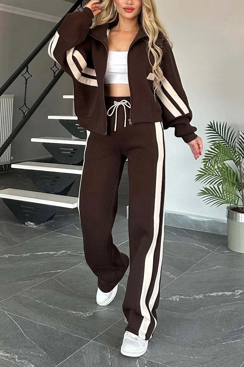 Y2K Revival Women’s Striped Crop Top & Wide Leg Pants Set | Trendy Retro Streetwear