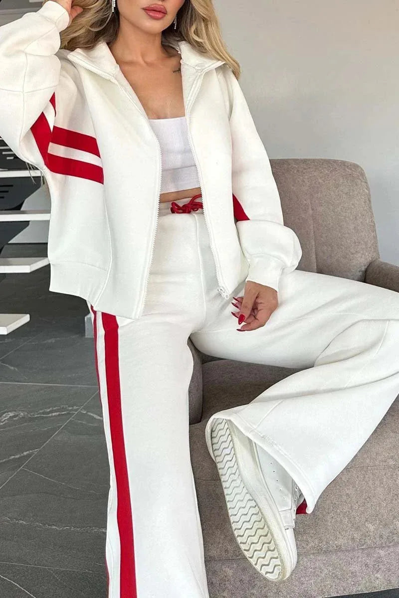 Y2K Revival Women’s Striped Crop Top & Wide Leg Pants Set | Trendy Retro Streetwear