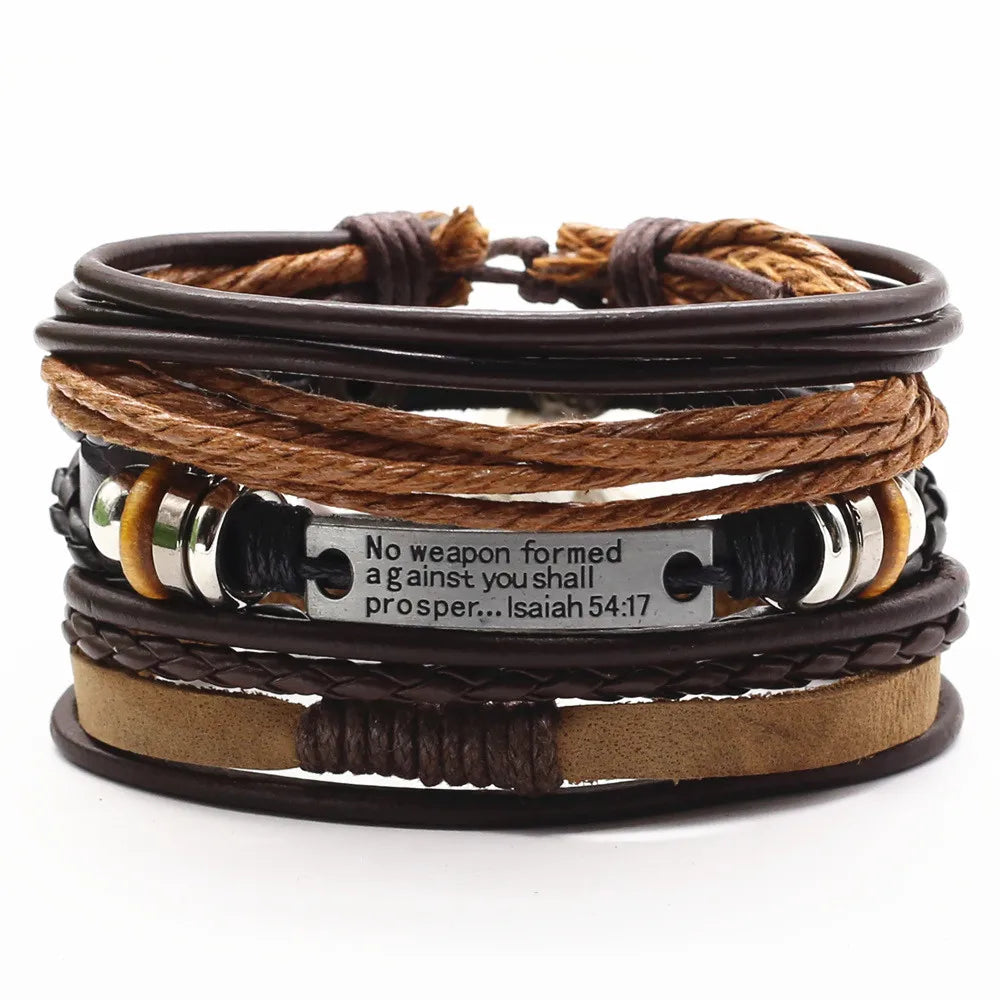 WESTBULL 3-Piece Multi-Layer Leather Bracelet Set for Men