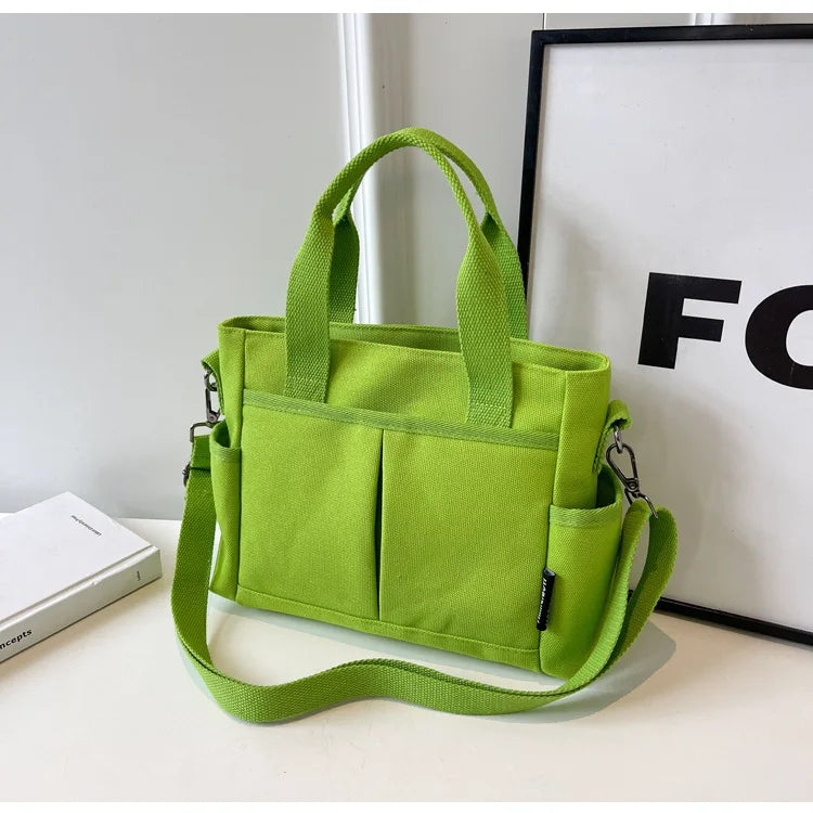 Women's Bag Multiple Pockets Shoulder Bag Large Capacity Canvas Tote Handbag For Women Daily Commuting Shopping Bag