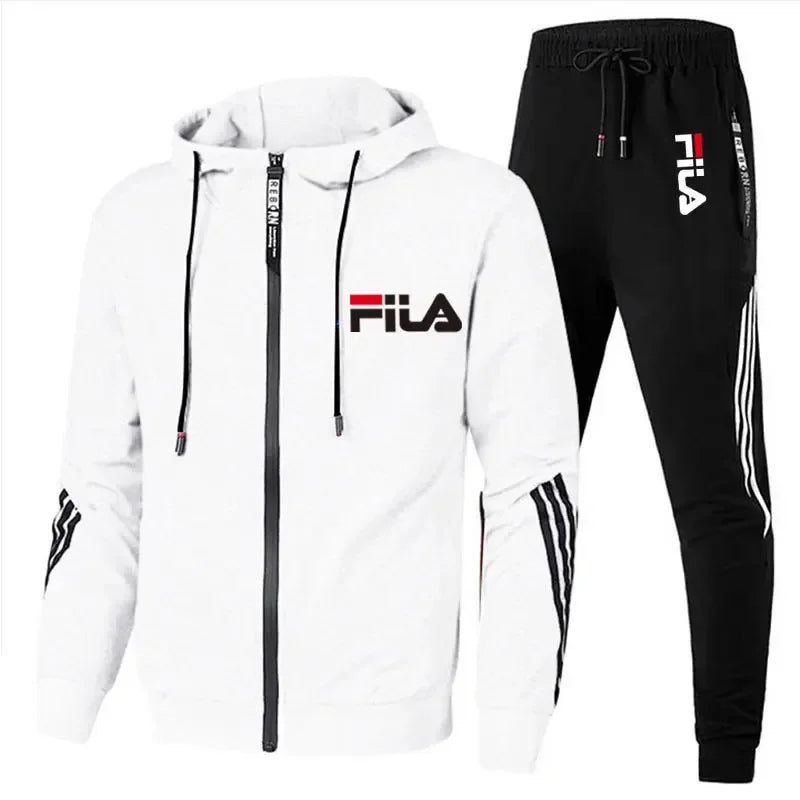 Men's Fashionable Spring and Autumn Casual Zip-Up Jacket + Pants Jogging Set